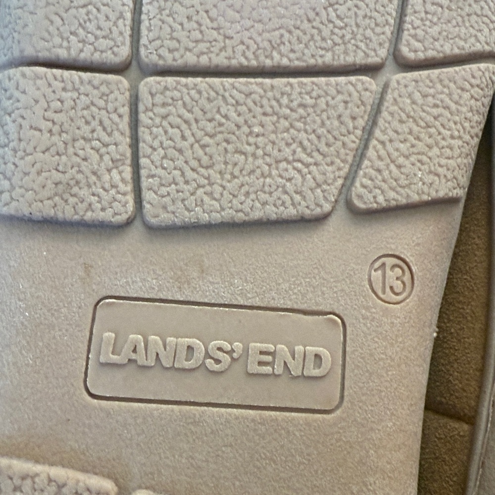 Lands' End Brown Suede Moccasin Slippers, size 13 - Picture 7 of 9